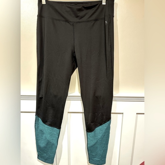 Black and Teal Leggings - Picture 1 of 5